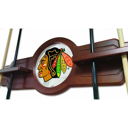 Holland Bar Stool Co Chicago Blackhawks Cue Rack in Black Finish CueBKChiHwk